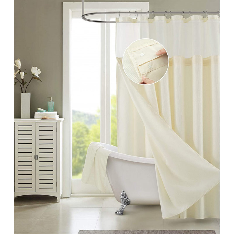 Ensemble de rideau de douche et doublure transparents, Ivoire ivoire