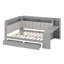 Lit de jour avec tablettes de rangement, bureau, charge, bureau, tête de lit douillette-903667218