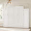 Grand lit escamotable avec 2 garde-robes et tablette de rangement, cadre de lit pliable peu encombrant pour chambres d'amis et chambres, blanc