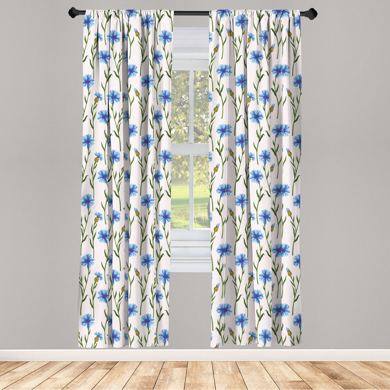 Floral Semi-Sheer Rod Pocket Curtain Panels, 28" x 63"