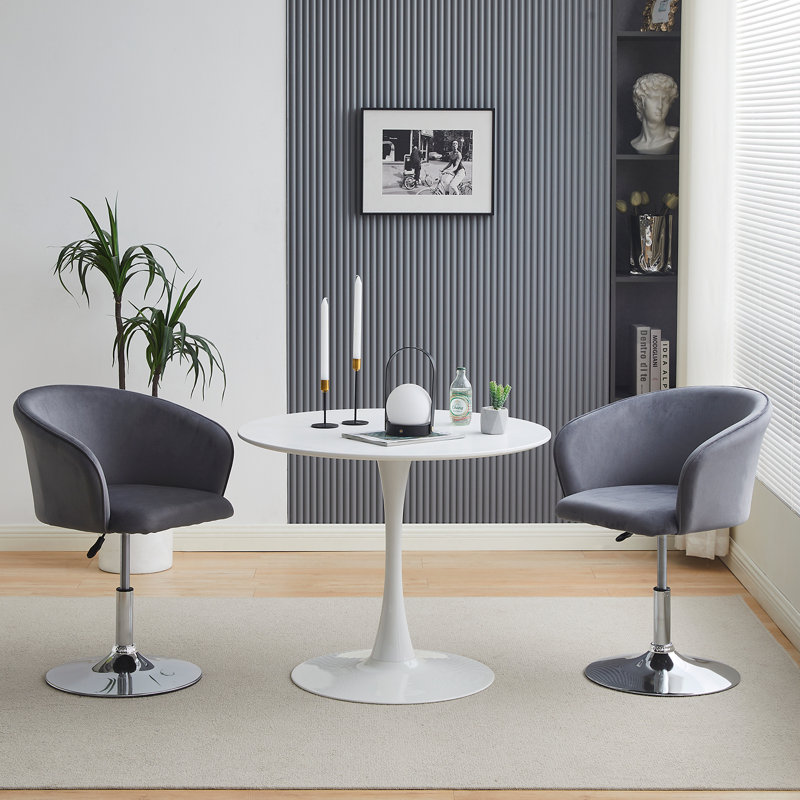 Warran Swivel Upholstered Adjustable Height Counter Stool with Metal Frame, Grey