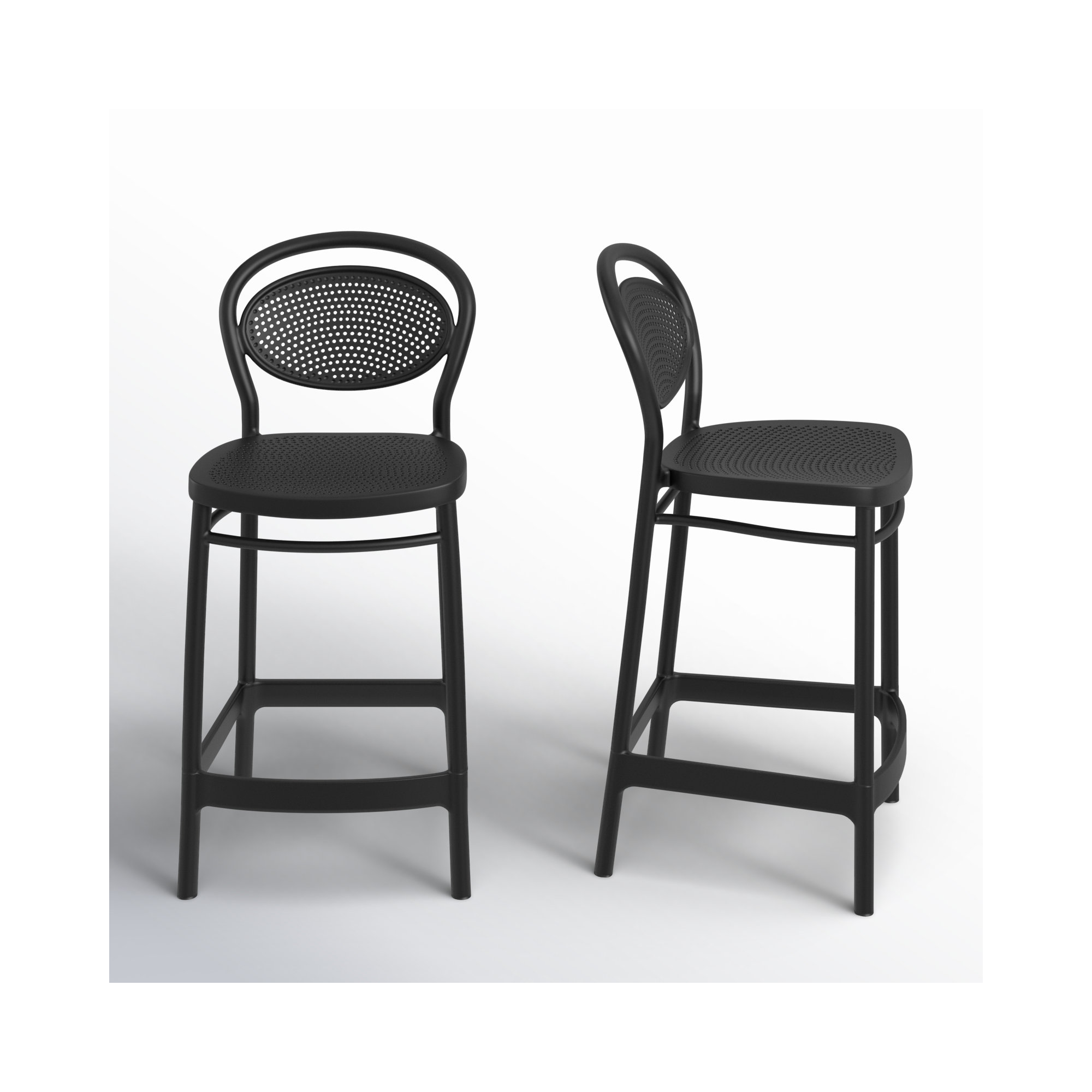 Farrah Outdoor Bar Stool, Counter Stool (25.6" Seat Height), Black