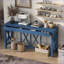 Table basse en placage d'acacia de 60 pouces avec 4 tiroirs spacieux - Solution de rangement pour le salon, charme campagne moderne