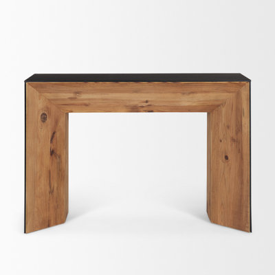 Kaivion Natural Wood w/ Black Oak Waterfall Console Table