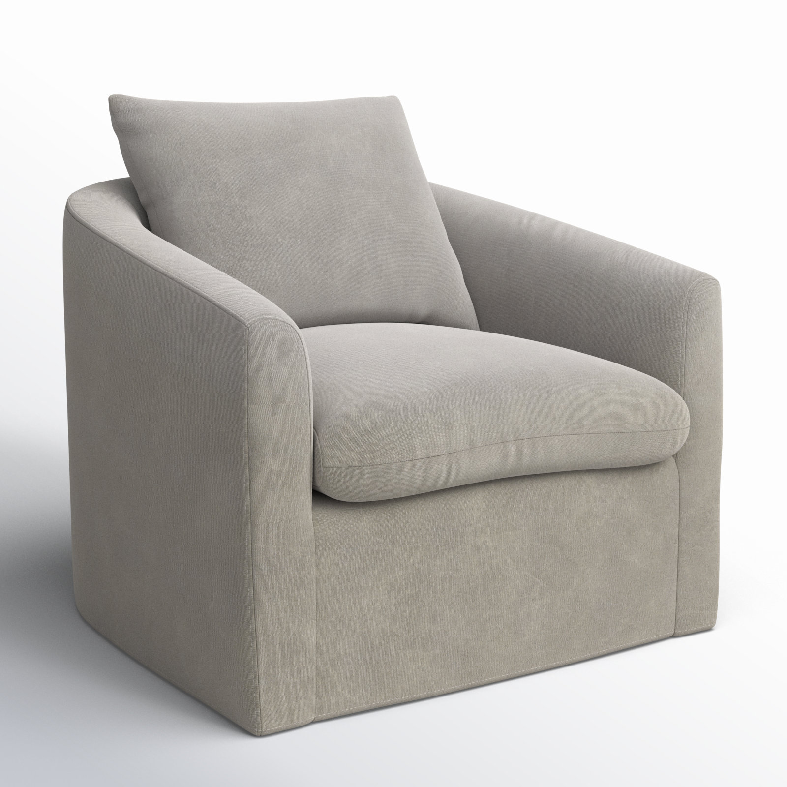 Menta Upholstered Swivel Barrel Chair, Capricorn Light Grey Canvas