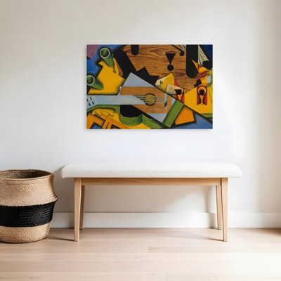 Nature morte à la guitare, 1913 - Estampe murale abstraite contemporaine représentant des fruits