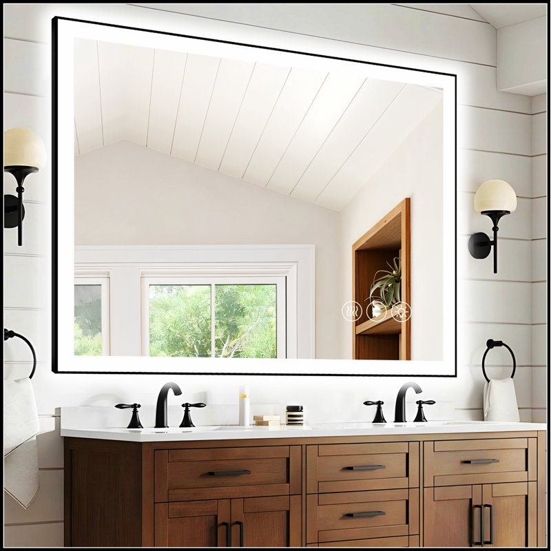 Frameless LED Smart Bathroom Mirror With Dimmable Lighting And Anti-Fog Function, Enhancing Modern Bathrooms With Style And Convenience.