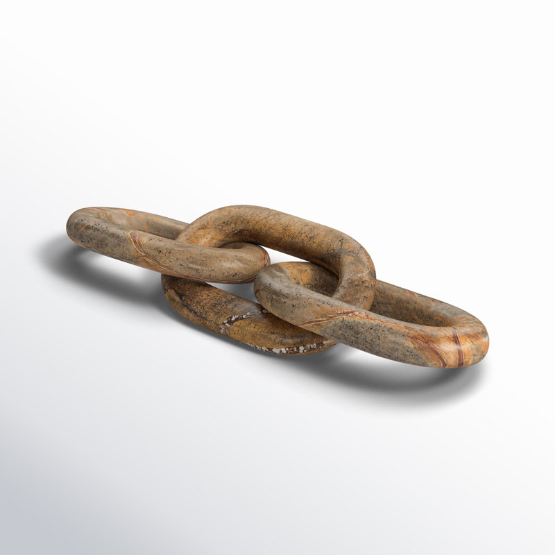Pinehurst Marble Chain Link Decorative Object, Red/Brown, 0.94" H x 14" W x 4" D