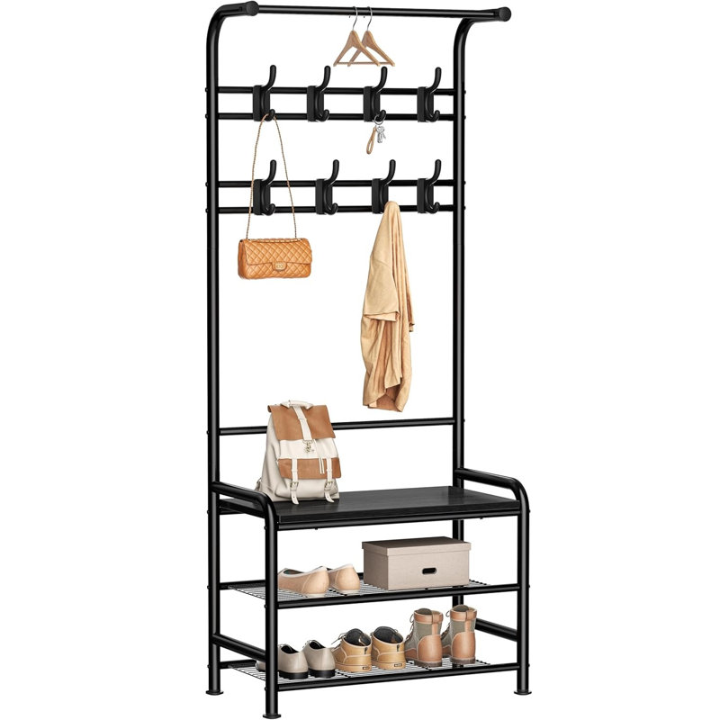Metal 8 - Hook Coat Rack, Black