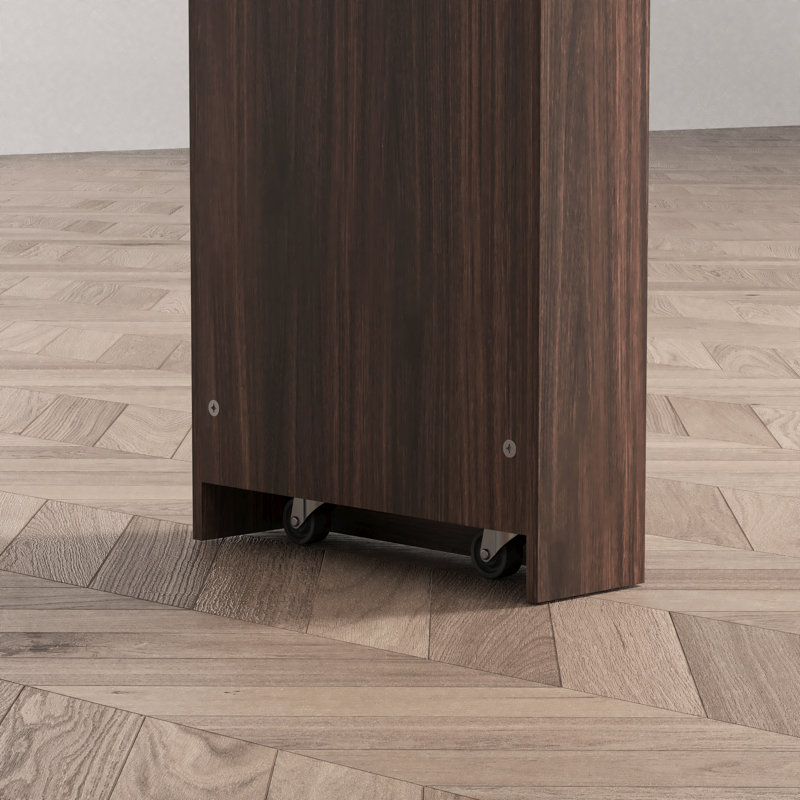 62" Wide Folding Dining Table With Rotating Top, Counter Height Table With Side Storage Cabinet, Bar Table For Kitchen Island,Walnut