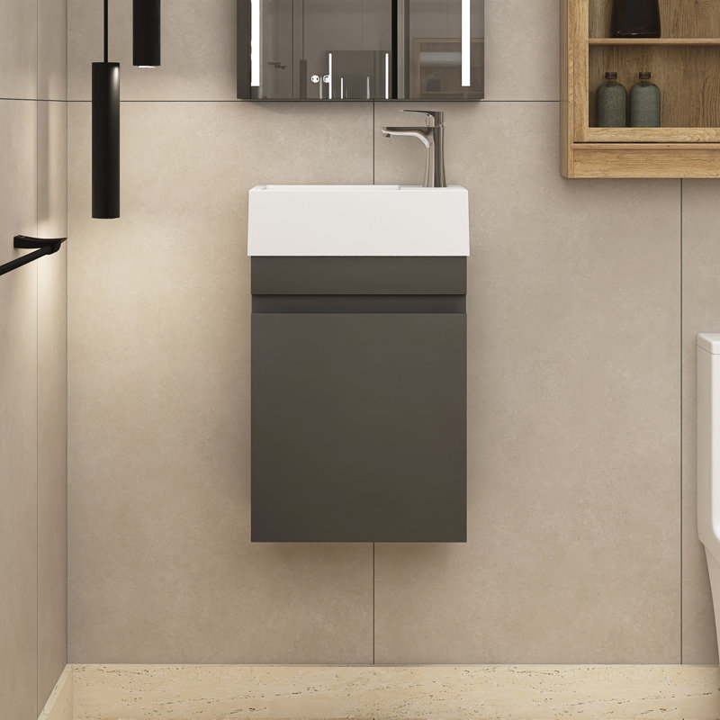 Trien 16'' Single Bathroom Vanity with Resin Top
