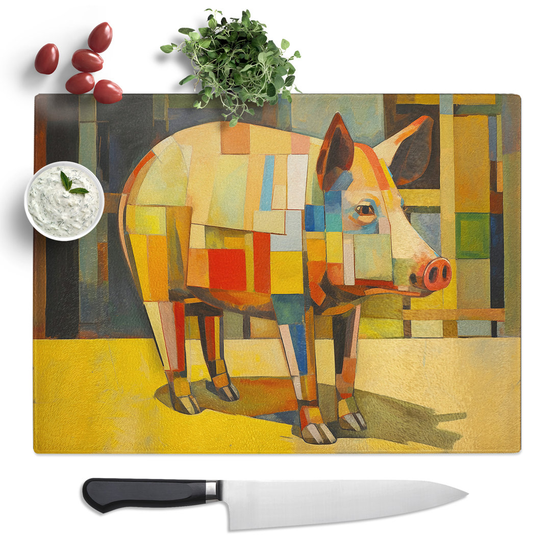 Pig Constructivism  Glass Chopping Board