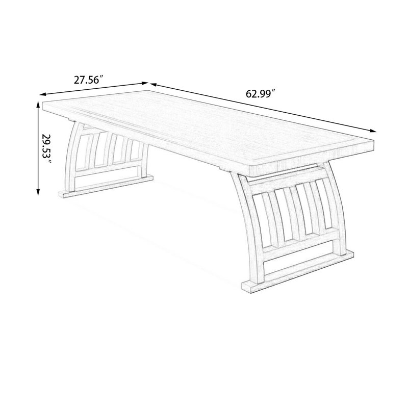 Burlywood Rectangular Solid Wood desk, 29.53" H x 62.99" W x  27.56" D