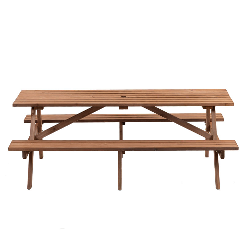 Solid Wood Picnic Table, Brown