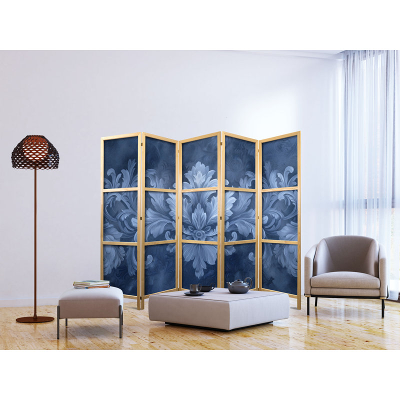 171cm H Solid Wood Folding Room Divider, 171cm H x 225cm W x 1.2cm D, 5