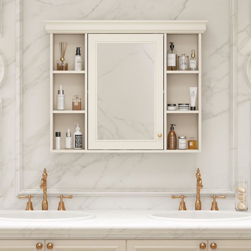 Wall Mounted Bathroom Storage Cabinet, Cream