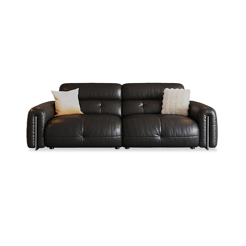 Genuine Leather Modular Sofa cushion couch, H 33,86 po x l 98,43 po x P 41,34 po, Black