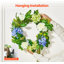 Couronne artificielle décorative 23 hortensias bleus, verts et verts toute l'année
