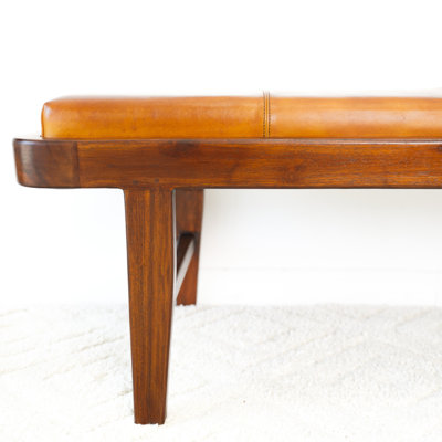 Calderville Genuine Leather Upholstered Bench