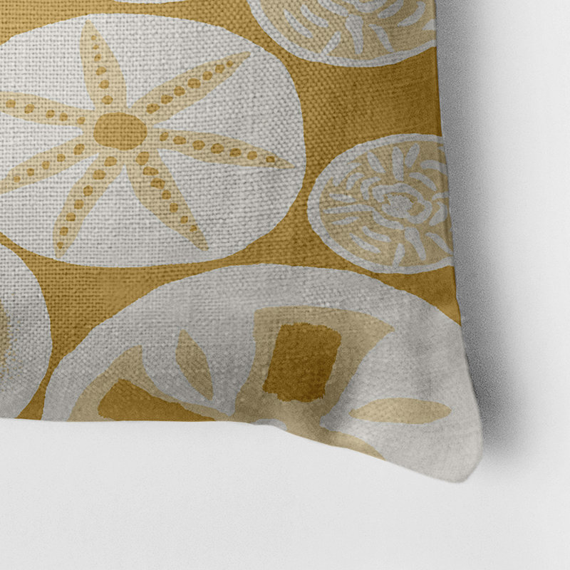 Housse et insert de coussin rectangulaire en faux lin Algoa Treasure, Moutarde / Blanc