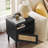 3-Piece Bedroom Set, 59" Black Wood Grain 6 Drawer Dresser& Rattan Nightstand Set of 2