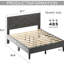 Structure de lit grand avec rangement pour tête de lit en lin, construction stable et silencieuse, sous sommier sans sommier, 485 lb, tête de lit électrifiante à fermeture éclair gris carbone, structure silencieuse, caractéristique-336090901