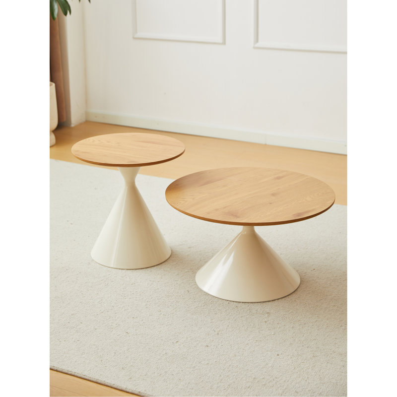 TABLE RONDE BLANC + BOIS