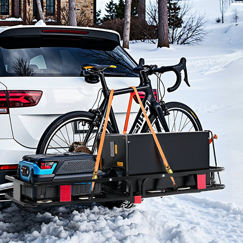 70 po x 30 po x 6 po, porte-bagages avec attelage, capacité de charge de 500 lb avec rappel réfléchissant nocturne, porte-bagages pliable avec crochet d'attache pour récepteur de 2 po, adapté aux VUS