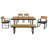 6-Piece Outdoor Dining Set, Acacia Wood, 1 Table With 4 Chairs & 1 Bench For 6-7 Person, Comfortable Cushions On Chairs, Adjustable Feet, For Patio, Garden, Backyard Dining, Gray Cushion-962653595