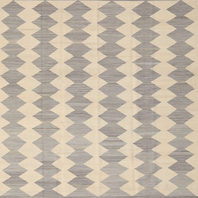 Tapis géométrique beige / gris, Carré 6 pi