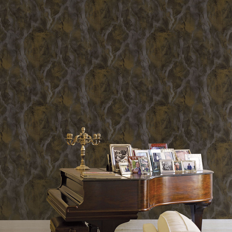 Caputo 10.05m x 1.06m Textured Matte Paste the Wall Wallpaper Roll, Brown/Gold