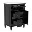 Meuble-lavabo 24 po avec lavabo, meuble-lavabo avec un tiroir rabattable et deux tiroirs, tablette réglable, bois massif et panneau de fibres à densité moyenne, noir