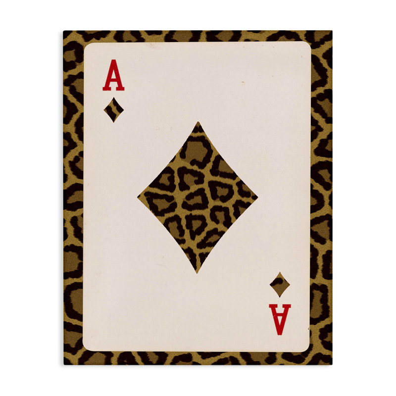 Art mural en toile Ace of Diamonds Leopard, par Lil 'Rue, H 40 po x l 30 po