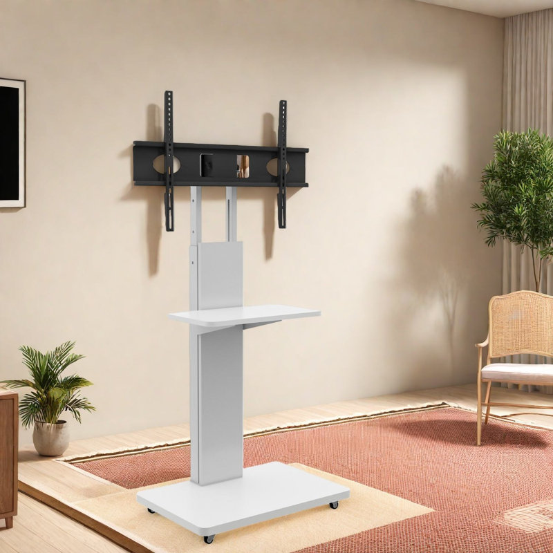 Meuble télé moderne et mobile, tablettes en MDF réglables, finition blanche pour la maison et le bureau