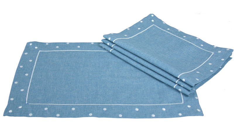 Breen Polyester Polka Dots Rectangle Placemat, Chambray