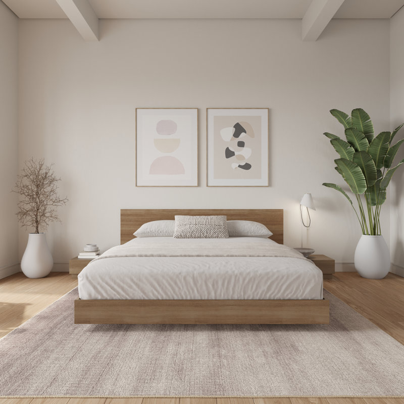 Ensemble de chambre avec lit plateforme 3 pièces Satori, Chêne brun, Grand lit