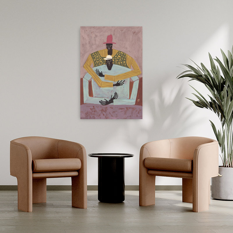 «The Hug», art mural contemporain coloré abstrait, H 36 po x l 24 po
