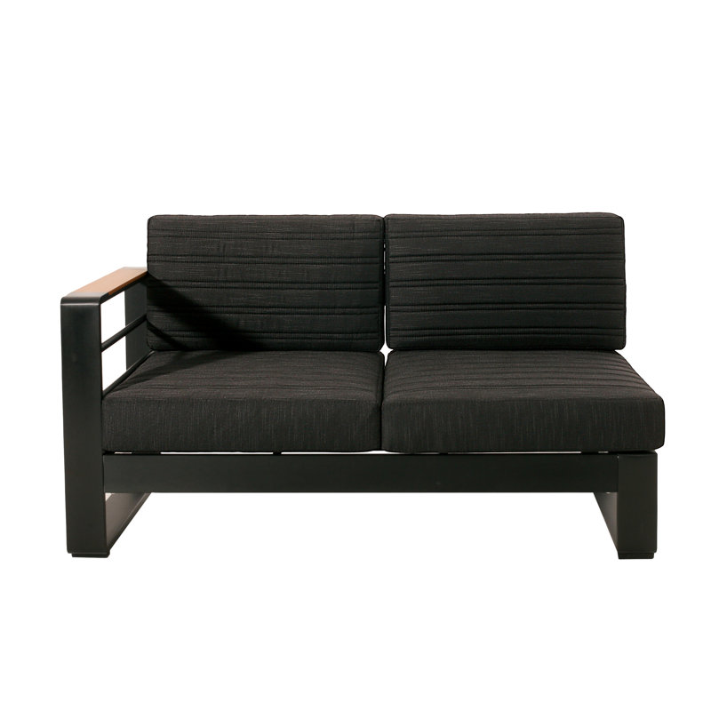 Ensemble de bras en V en forme de V: 2 canapés, 1 coin et une table basse. Structure en aluminium avec coussins, ensemble d'aspect noir: deux rembourrages hydrofuges, finition