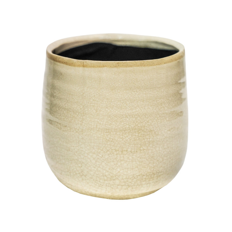Indoor Planter, Reactive Glaze Como Pot, Ivory, 21cm H x 26cm W x 26cm D