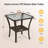 Square Wicker Rattan Side Table With Built-in Glass