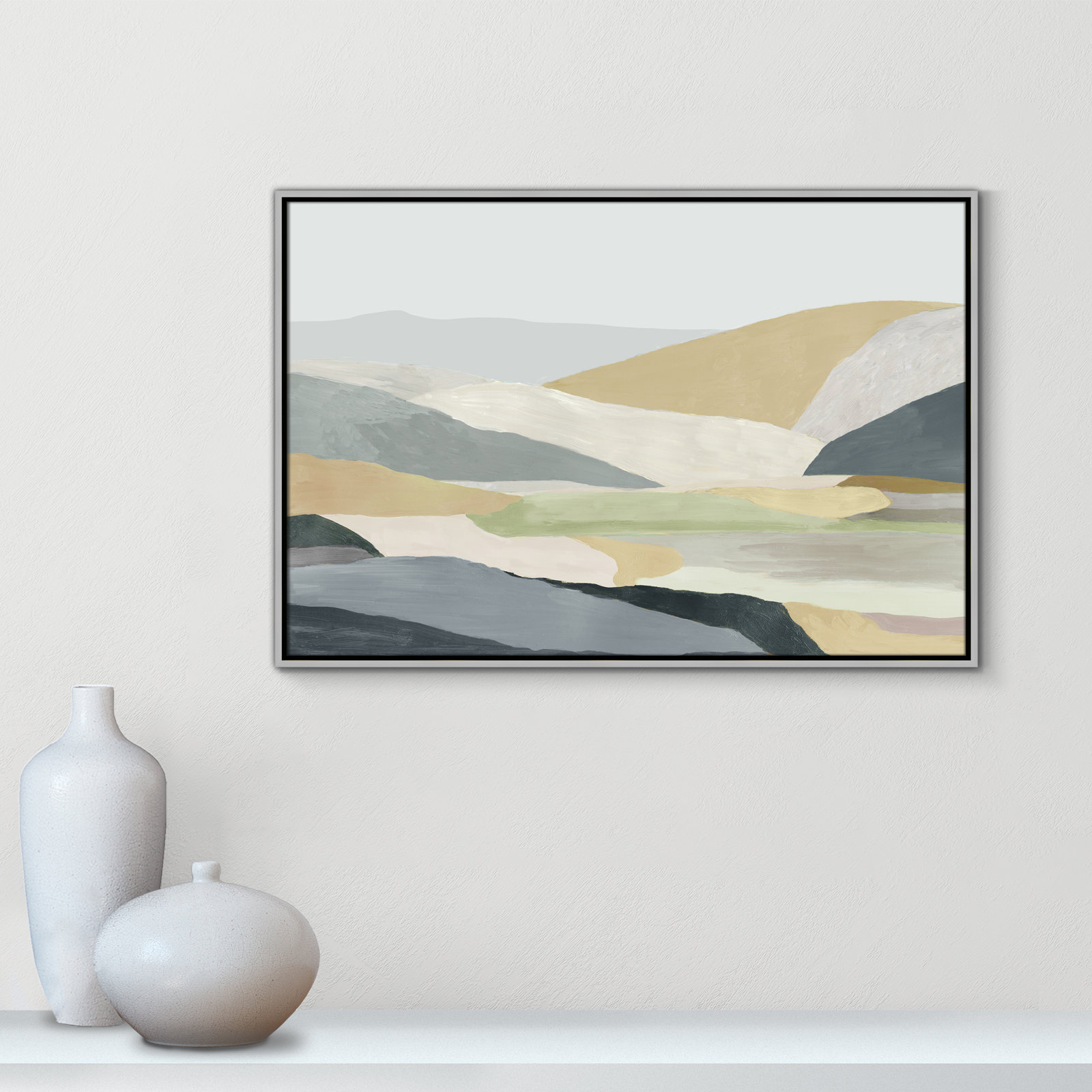 Warm Hills I - Picture Frame Painting Print on Canvas, Silver Canvas , 25.5" H x 37.5" W x 2" D