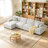 4 - Piece Upholstered Offwhite Chenille Modular Sectional Sofa with Armrests & Throw Pillows-1202867638-1202867594