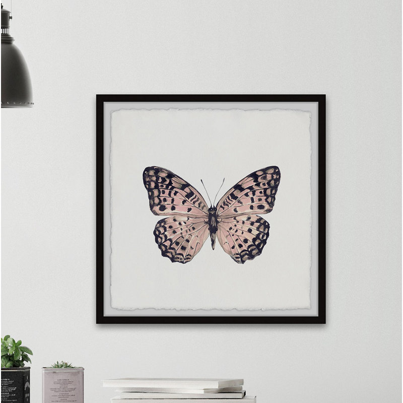 «Pink and Black Butterfly» par Marmont Hill - peinture encadrée, H 12 po x l 12 po x P 1,5 po