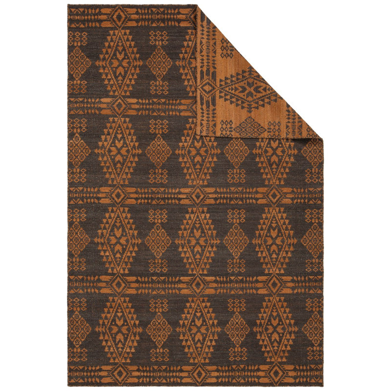 Tapis orange tissé à la main Stillmore, Rectangle 5 pi x 7 pi 6 po