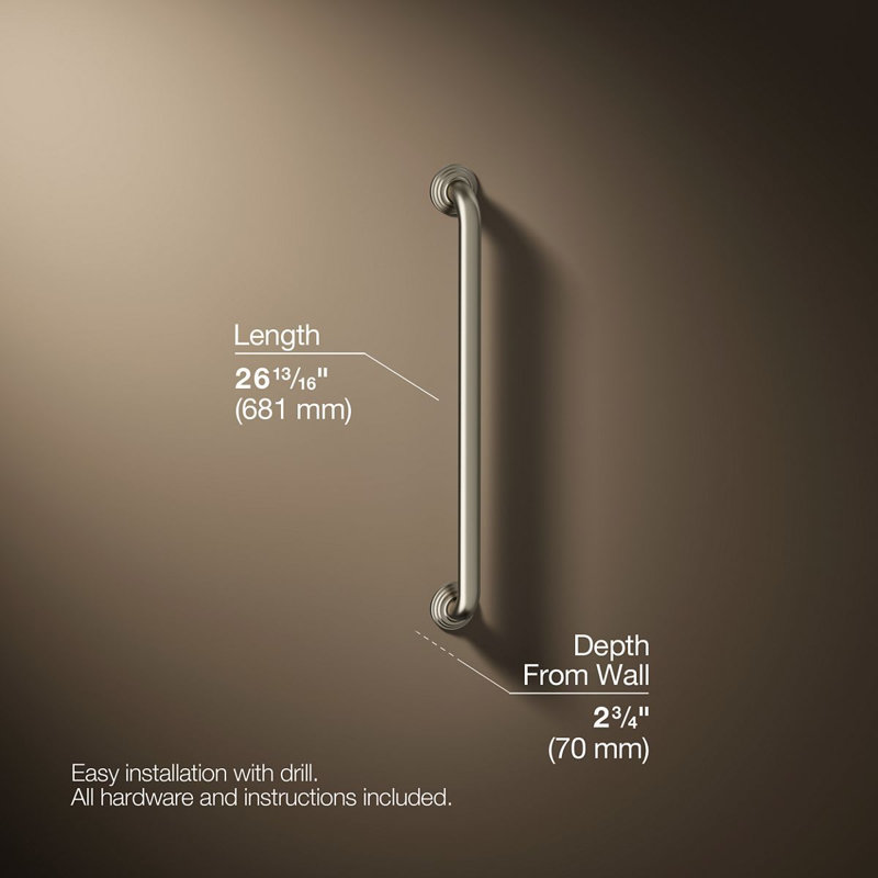 Traditional Grab Bar, Vibrant Brushed Nickel, 24"W