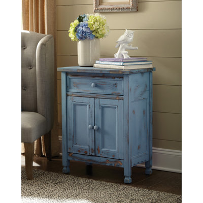 Armoire décorative Country Cottage avec tiroir, tablette réglable et 2 portes, bleu