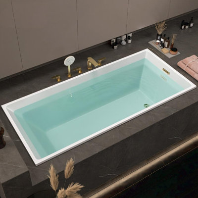 Baignoire encastrée rectangulaire 39,37 po x 27,56 po encastrée en acrylique