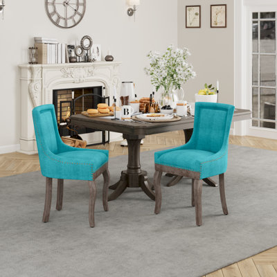 Chaise de salle à manger rembourrée en lin
