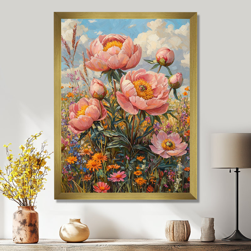 Barfield - art mural floral, H 44 po x l 34 po, Reproduction encadrée d'une seule photo, Doré
