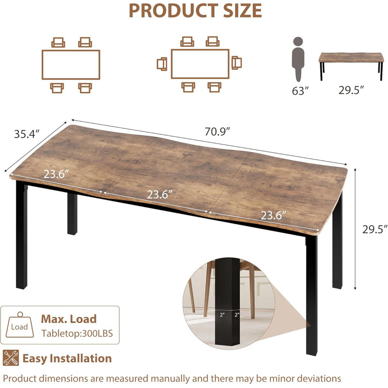 180.1 cm Extendable Rectangular Dining Table, Brown